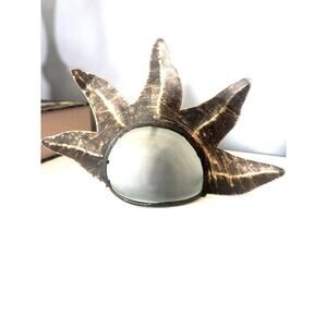 Brass Sunburst Candleholder With Frosted Glass Tea Light Celestial Made In India